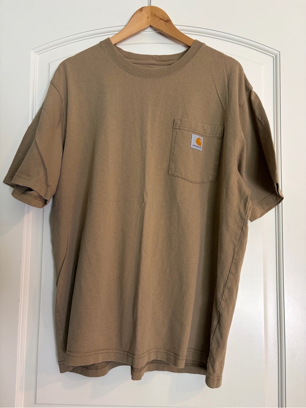 Carhartt Short-Sleeve Pocket Cotton T-Shirt in Khaki Brown Large